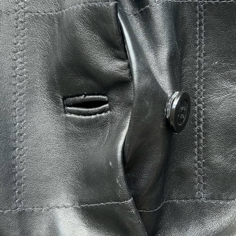 Acton  leather jacket black button size  8  biker - Picture 4 of 9